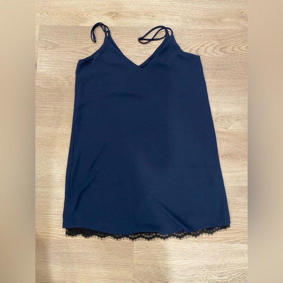 Lulu’s Clock Strikes Twelve Navy Blue Lace Slip Dress. - Picture 8 of 8
